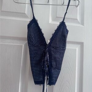 Edikted Navy Polka Dot Top